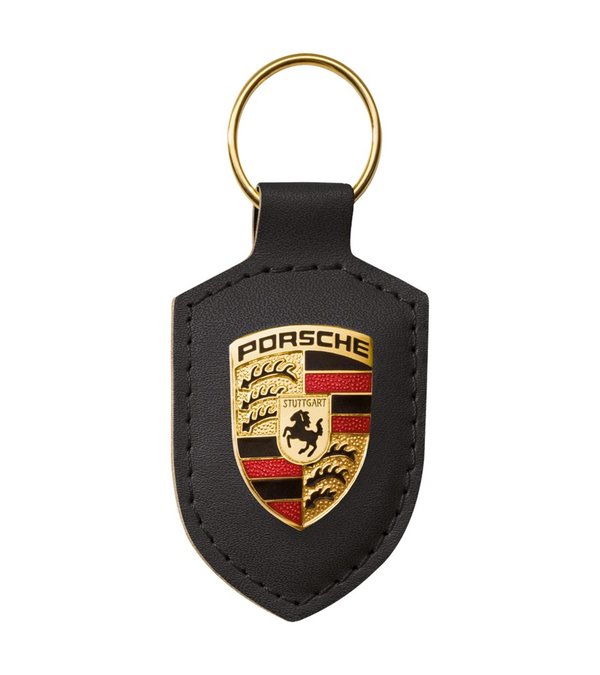 Porsche Schlüsselanhänger mit Wappen Leder schwarz WAP0500900E