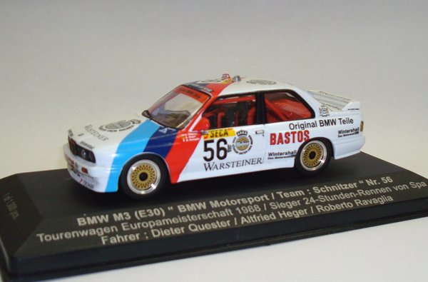 1:43 BMW M3 E30 Bastos TW-EM ETCC 1988 #56 Sieger winner 24h Spa BMW Motorsport Schnitzer IXO HE033D