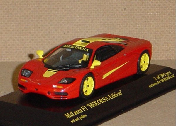 1:43 McLaren F1 Roadcar HEKORSA-Edition rot gelb limitiert auf 999 Stück Minichamps 533133444