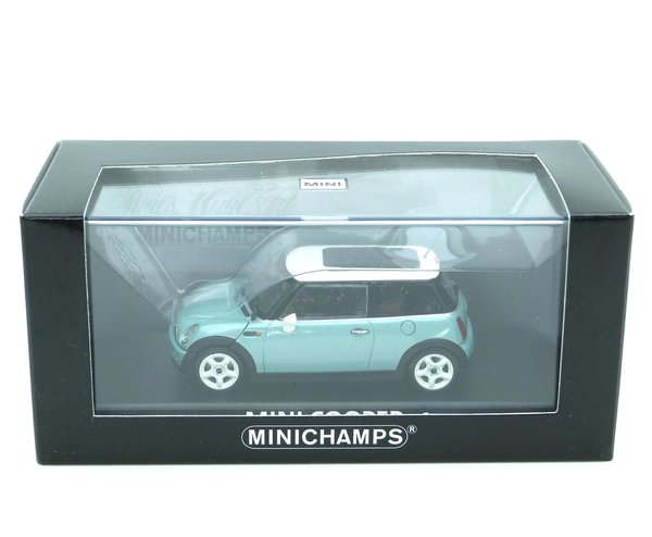 1:43 Mini Cooper R50 2001-2006 seidegrün met. weiß Minichamps 80420147381SG
