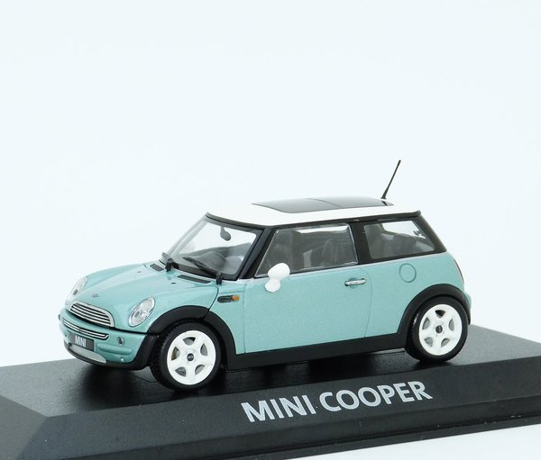 1:43 Mini Cooper R50 2001-2006 seidegrün met. weiß Minichamps 80420147381SG