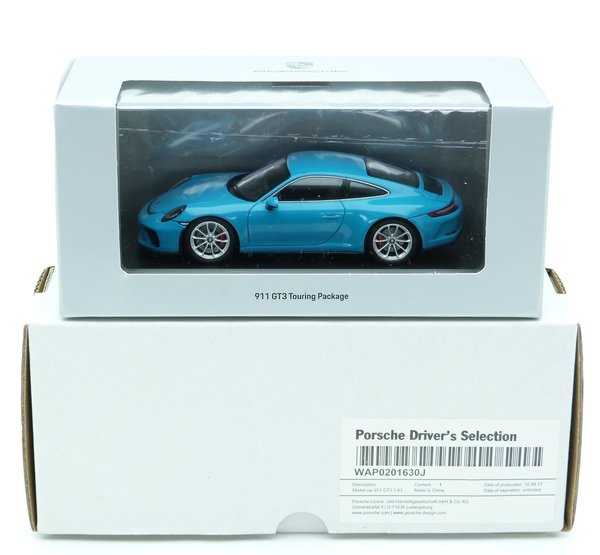 1:43 Porsche 911 GT3 Touring Paket Package 991.2 2018 miamiblau Spark WAP0201630J