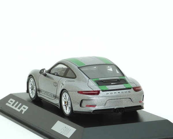 1:43 Porsche 911 R 911R 991 2016 silber mit grünen Streifen Spark WAP0201460G