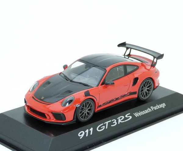 1:43 Porsche 911 GT3 RS Weissach Paket Package 991.2 2018 lavaorange Carbon Minichamps WAP0201620J