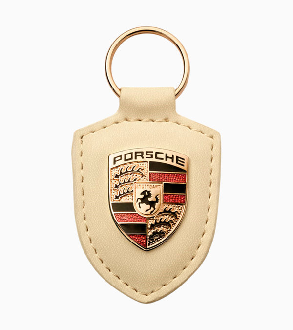 Porsche Schlüsselanhänger mit Wappen Leder naturweiß WAP0500960E