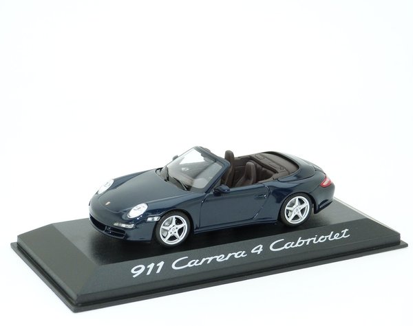 1:43 Porsche 911 Carrera 4 Cabriolet 997 2004-2008 dunkelblau met. Minichamps WAP02015216