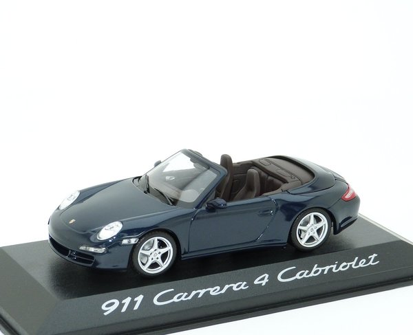 1:43 Porsche 911 Carrera 4 Cabriolet 997 2004-2008 dunkelblau met. Minichamps WAP02015216